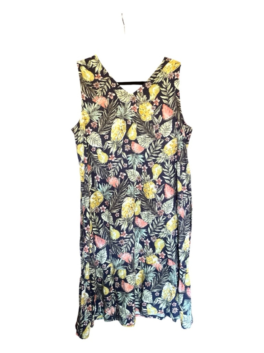 J. Jill Navy Tropical Pineapple Print V-Neck Sundress - Picture 6 of 6